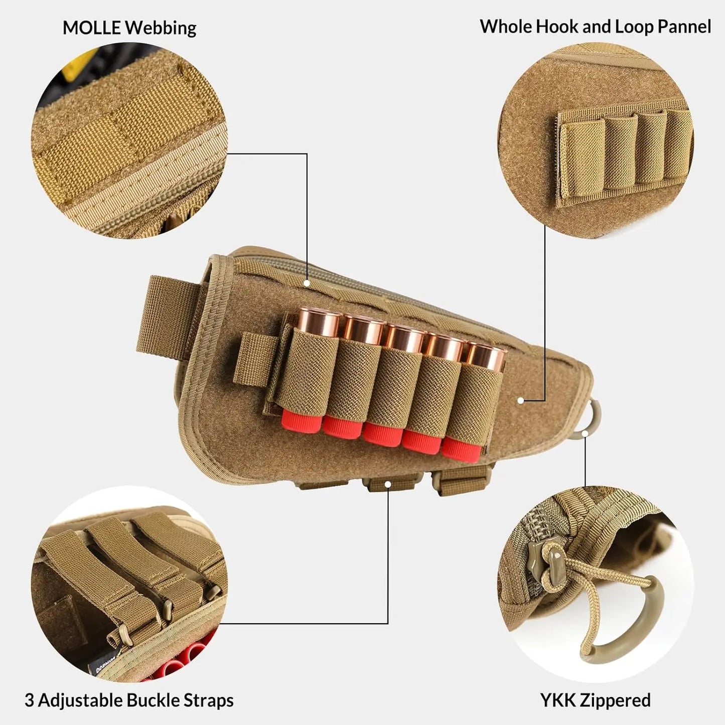 VOTAGOO Tactical Gun Stock Pouch Buttstock Shotgun Rifle Shell Holder