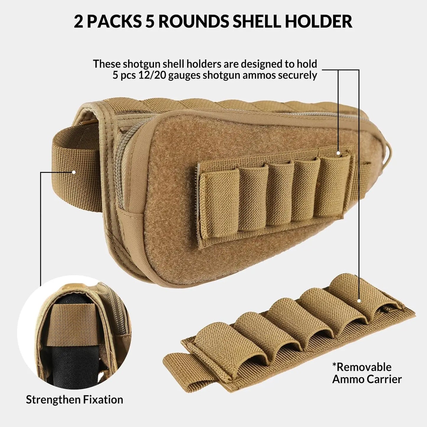 VOTAGOO Tactical Gun Stock Pouch Buttstock Shotgun Rifle Shell Holder