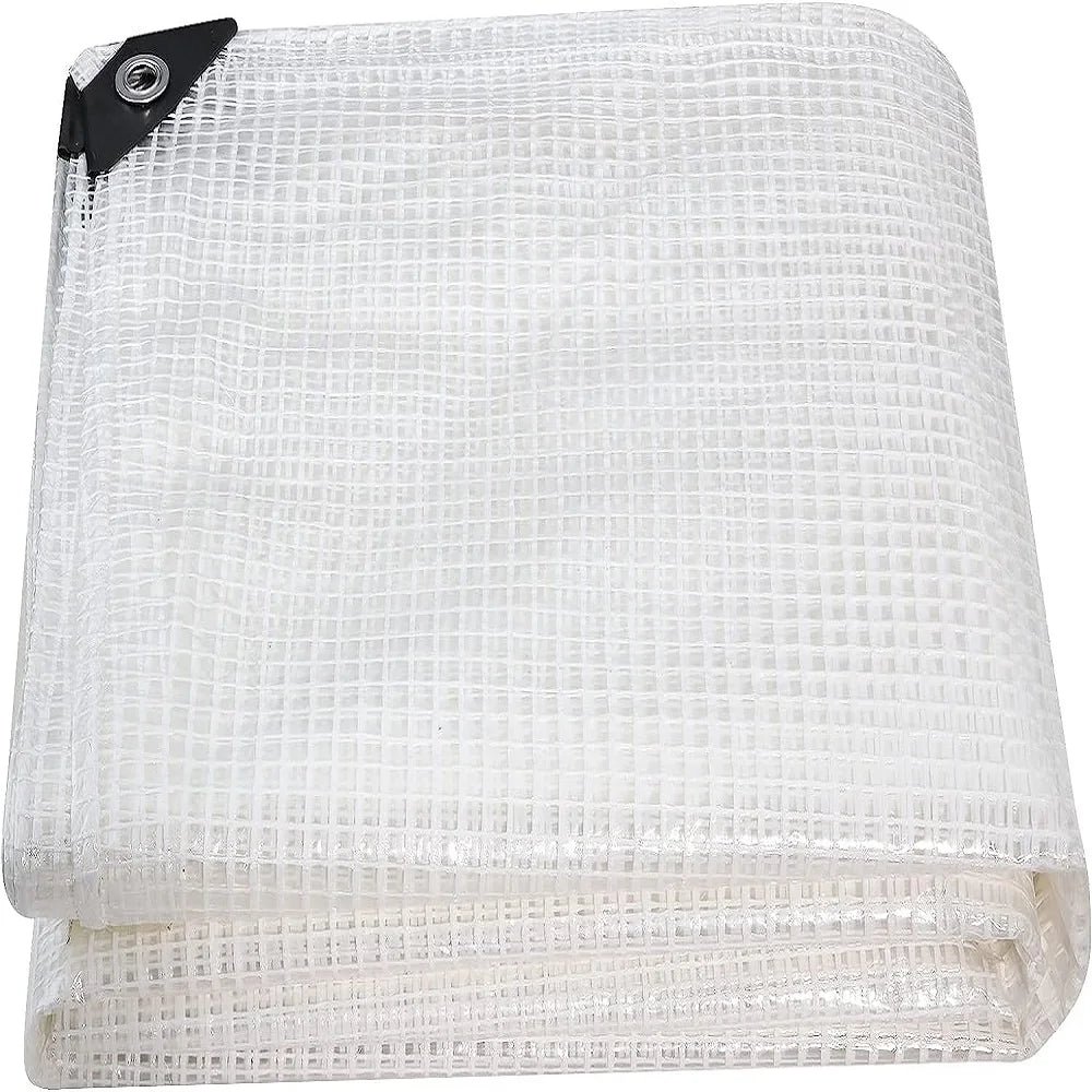 9.35 ft. x 20 ft. Clear White Mesh Tarp Heavy Duty Waterproof