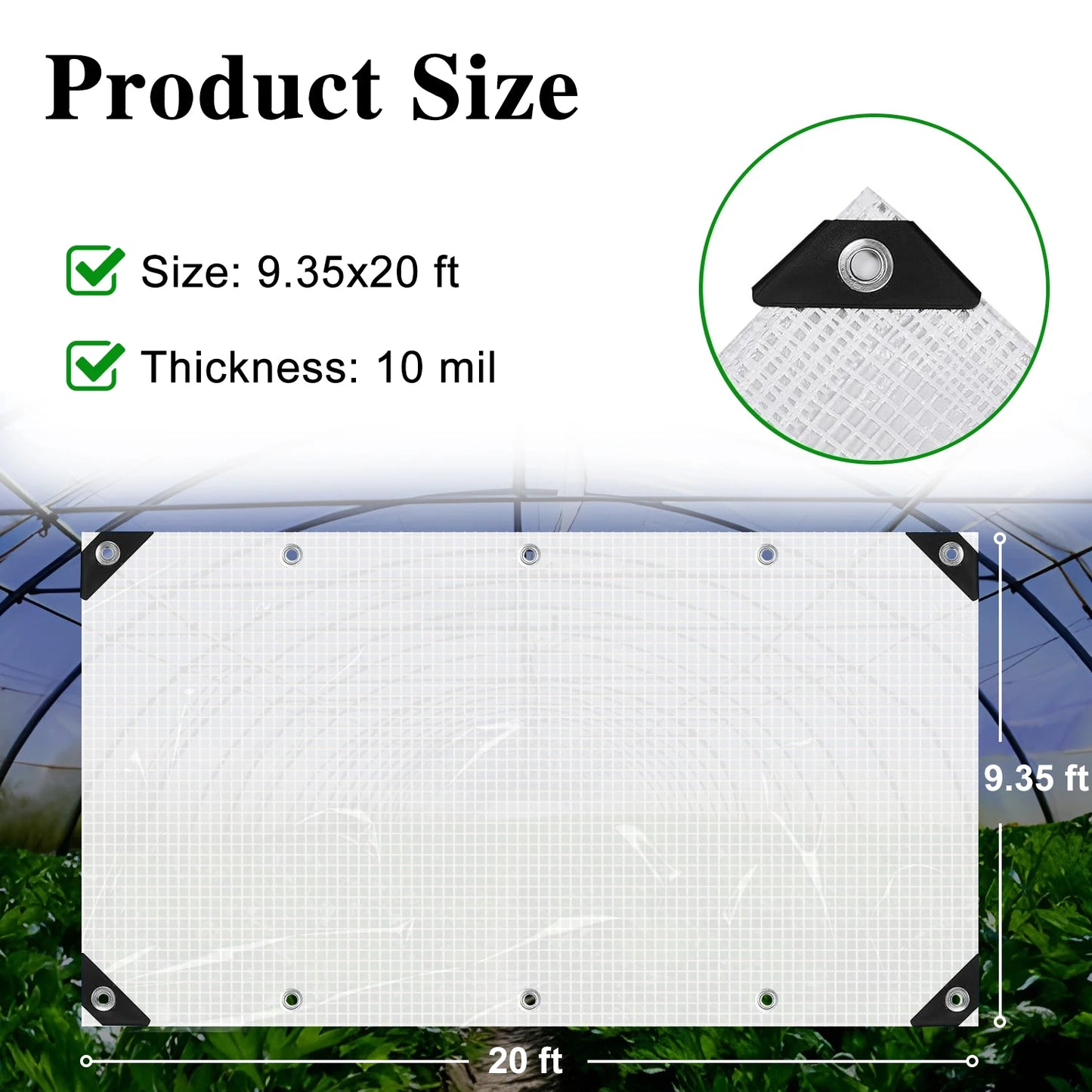 9.35 ft. x 20 ft. Clear White Mesh Tarp Heavy Duty Waterproof