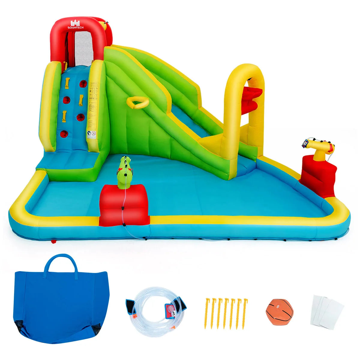 Outdoor Inflatable Splash Water Bounce Play Jump Slide w/480W Blower