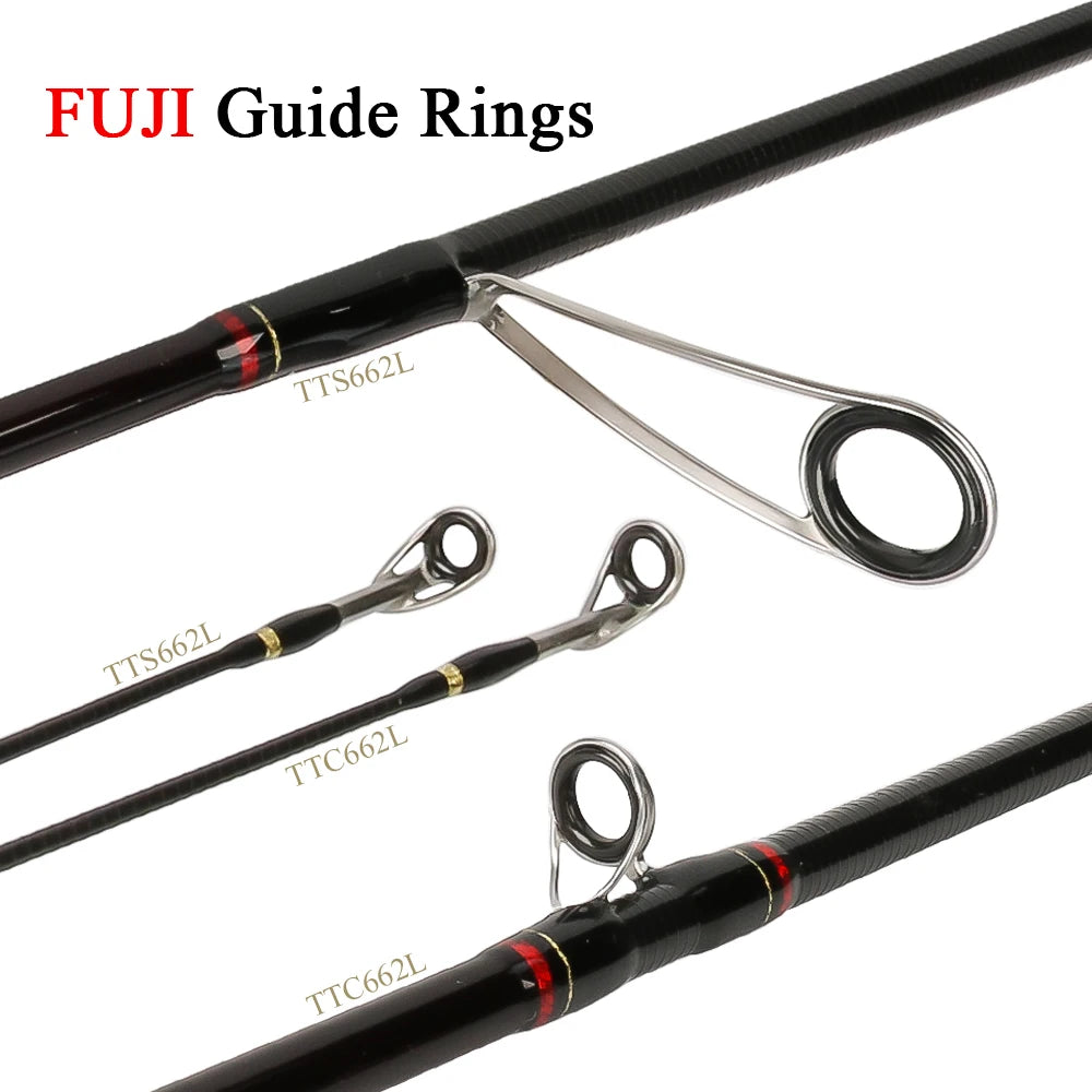 KUYING Teton L Light 1.98m 6'6'' Baitcasting Casting Spinning Lure Fishing Rod Soft Pole Cane Stick Carbon Medium Fast Action