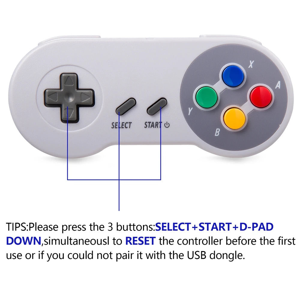 2.4 GHz Wireless SNES Retro Controller Gamepad Classic Joystick