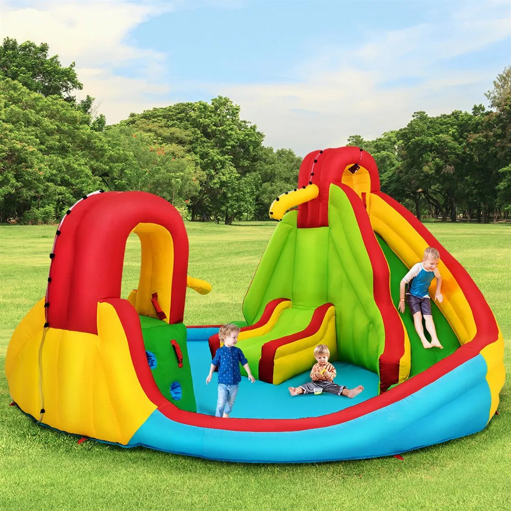 Kids Inflatable Water Slide Bounce Park Splash Pool w/Water Cannon