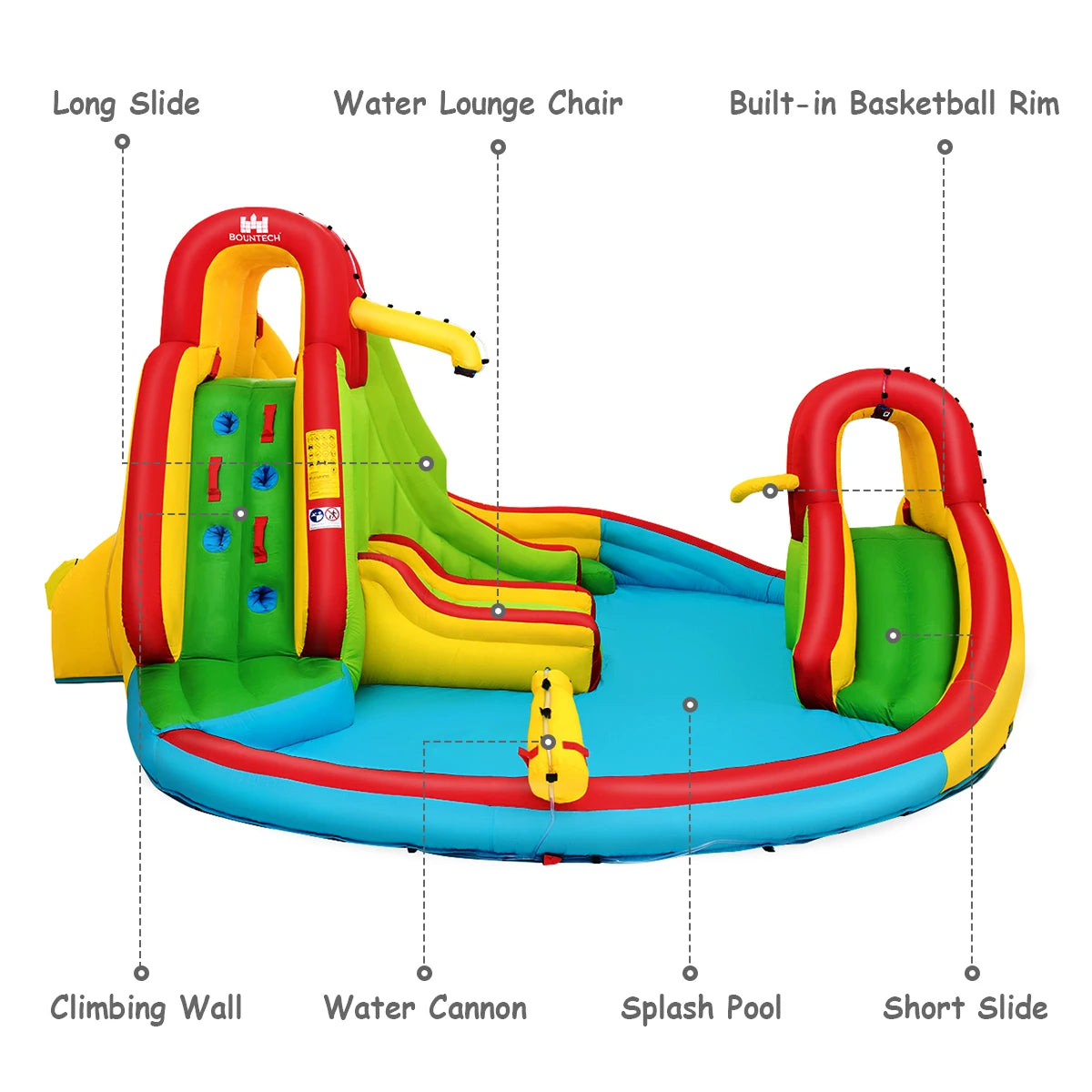 Kids Inflatable Water Slide Bounce Park Splash Pool w/Water Cannon