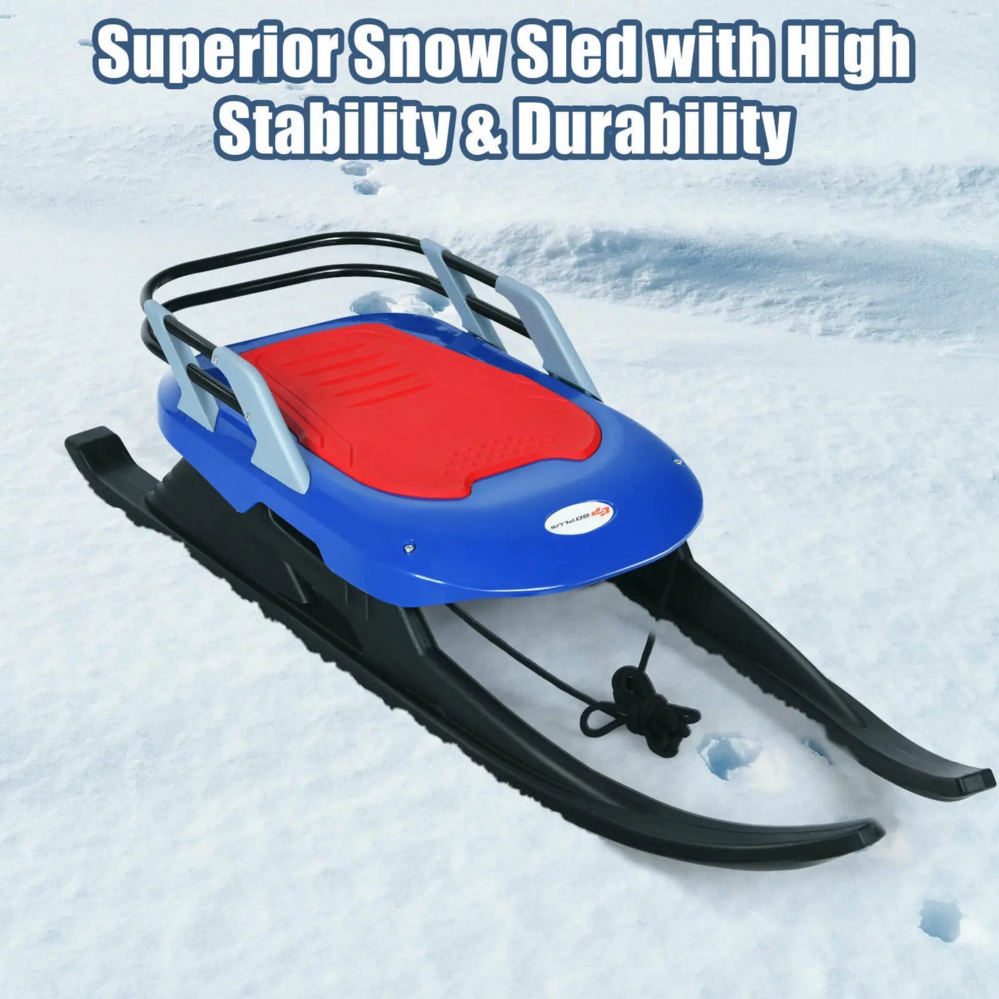 Folding Kids Metal Snow Sled Frost-Resistant Pull Rope