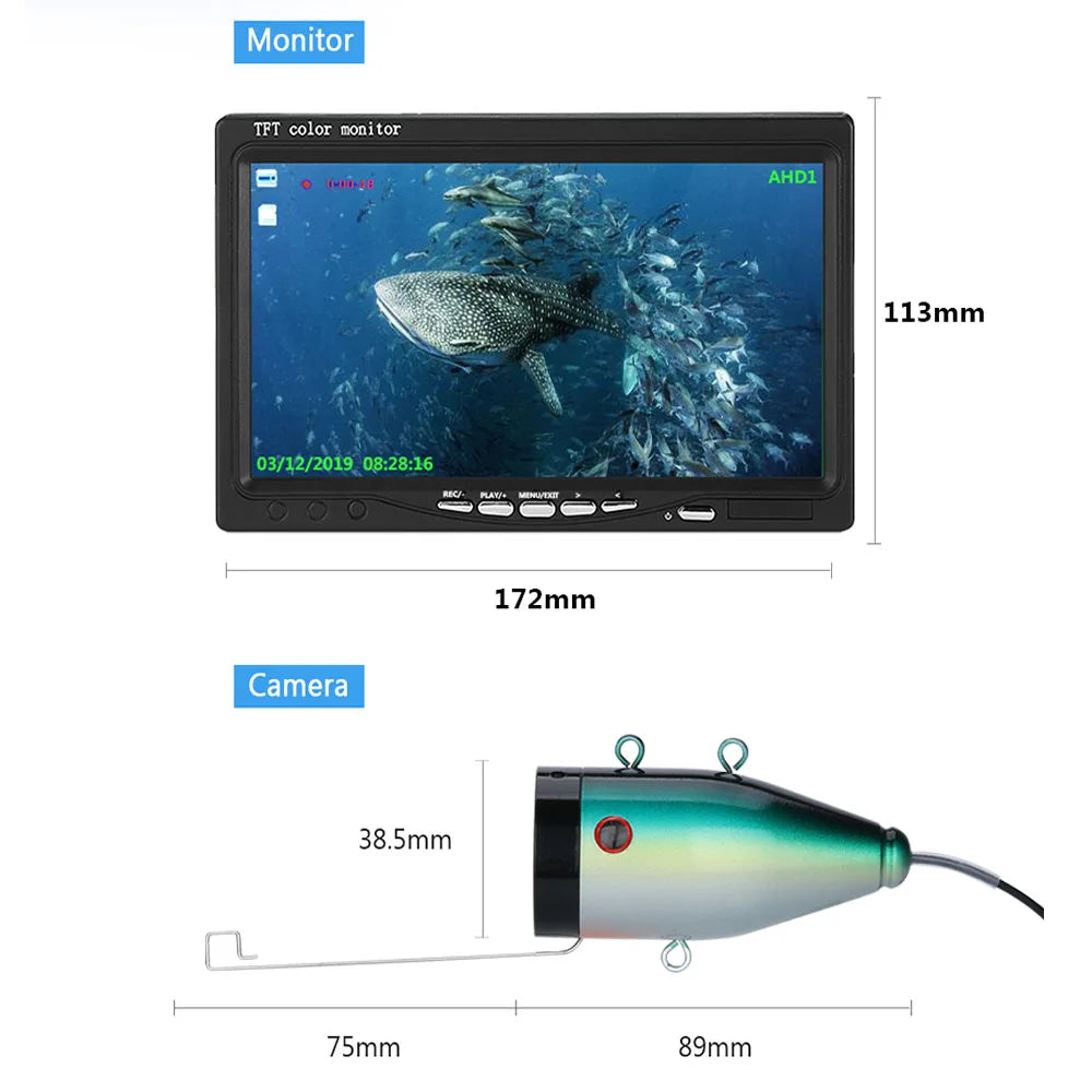 16GB DVR Fish Finder Underwater Fishing Camera HD Screen 15pcs White LEDs+15pcs Infrared Lamp 1080P Camera For Ice/Sea Fishing