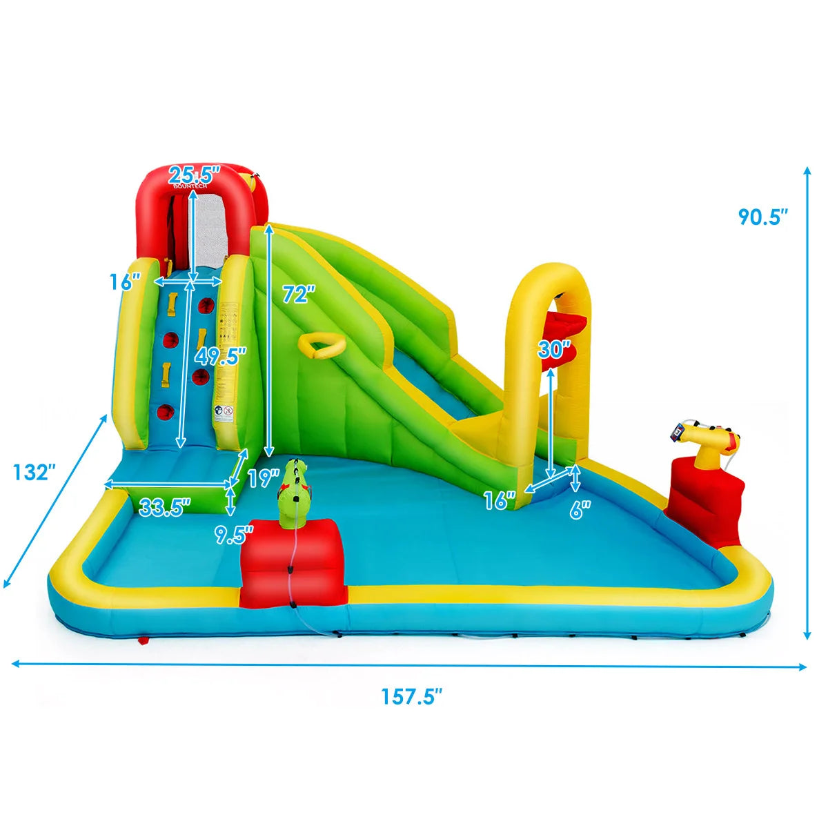 Outdoor Inflatable Splash Water Bounce Play Jump Slide w/480W Blower