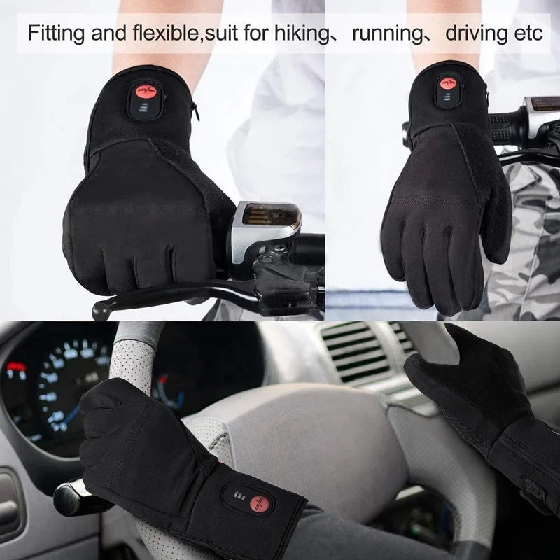 Winter Windproof Motorcycle Gloves Men's Heated Gloves