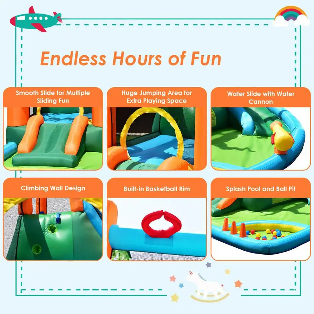 Inflatable Bounce House Kids Water Pool Dual Slide