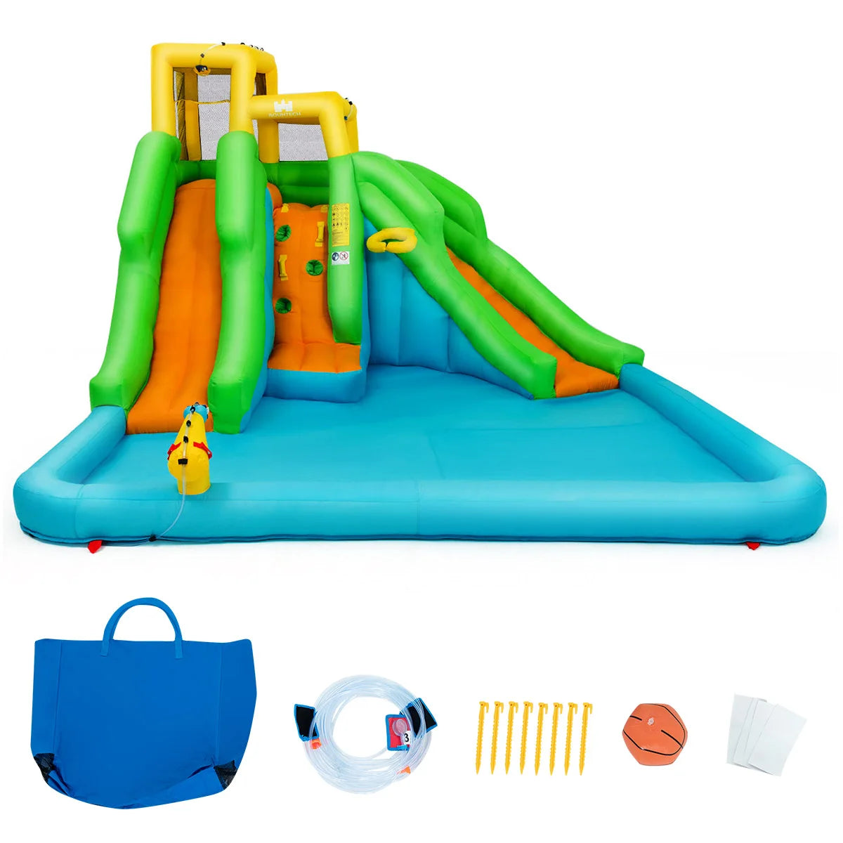 Kids Inflatable Water Park Bounce House 2 Slide w/Climbing Wall