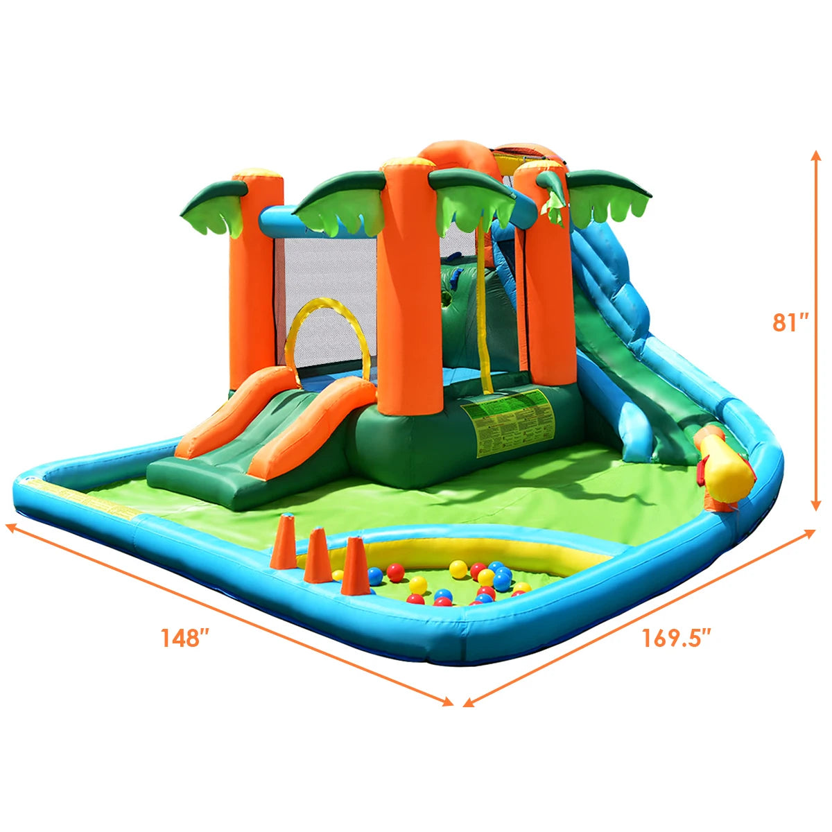 Inflatable Bounce House Kids Water Pool Dual Slide