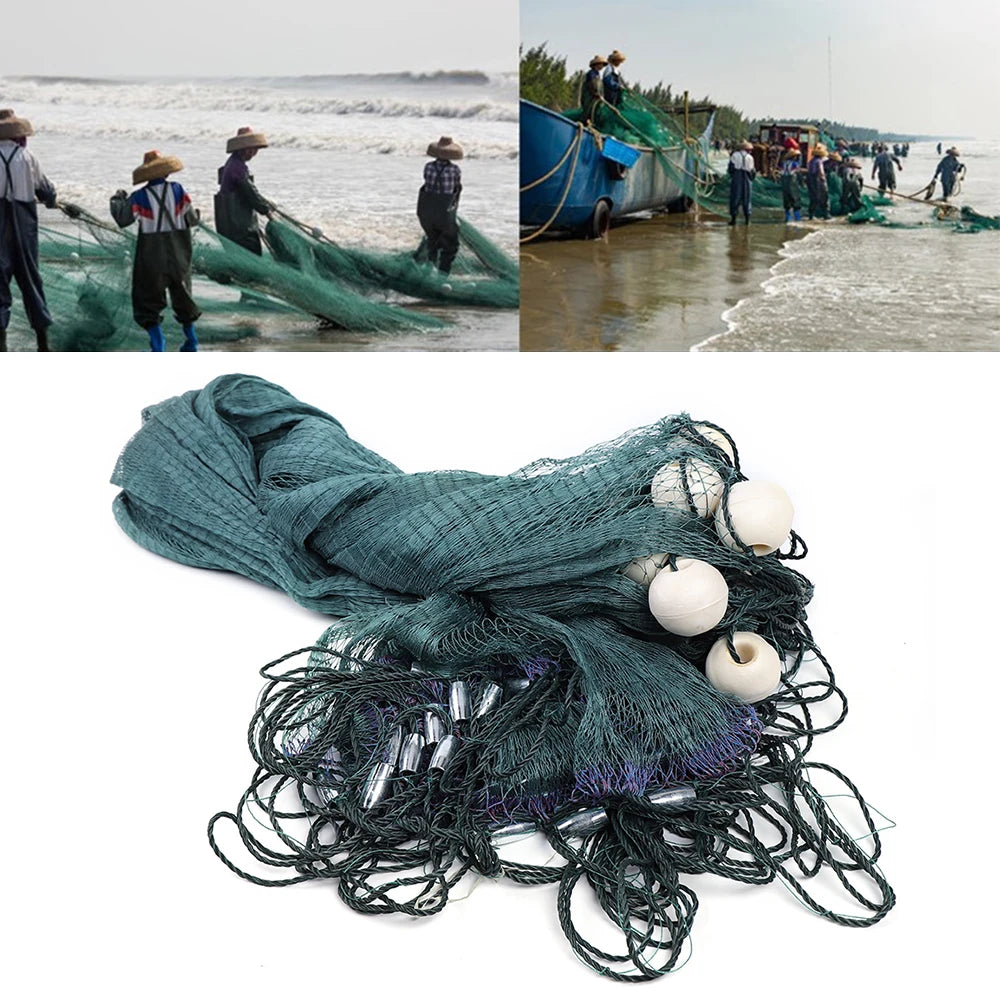 Fishing Drag Net Clear Fishing Trap Monofilament Gill Net Nylon Silk Nets Nylon Beach Drag Net with Iron Sink