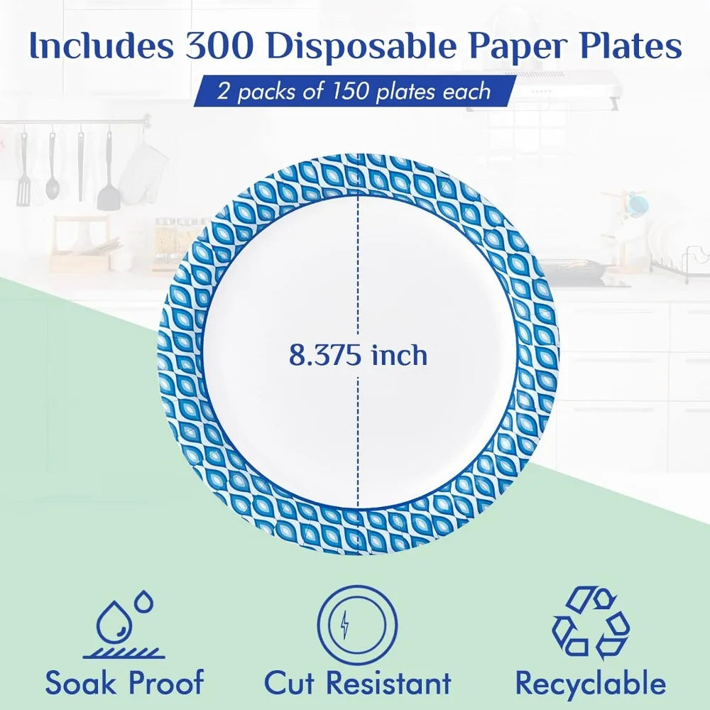 MUCHII 8.375 Inch Disposable Paper Plates