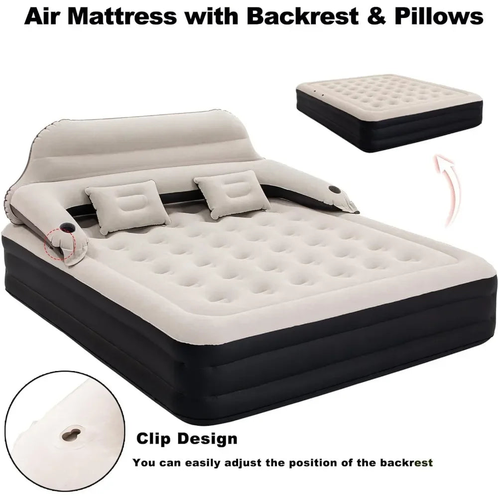 Air Mattress Inflatable Bed with Pump and Headboard