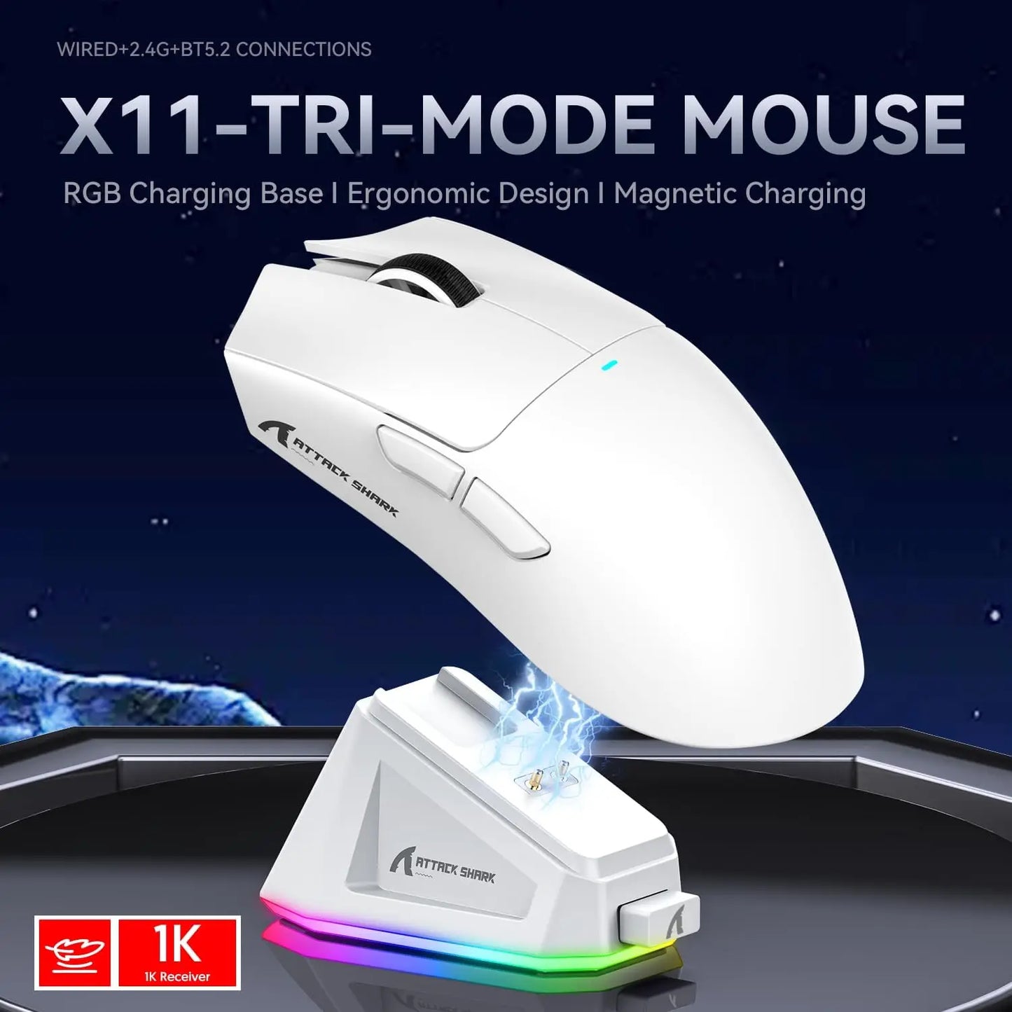 ATTACK SHARK X11 Gaming Mouse Magnetic Charging Dock