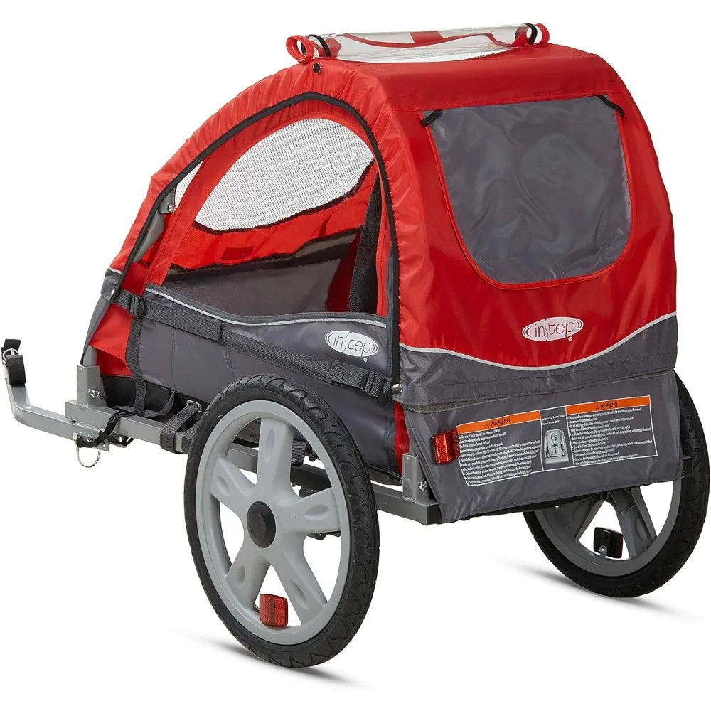 Sync and Take 2 Bike Trailer for Kids, Single and Double Seat Options, 5-Point Harness, Folding Frame, Quick Release Wheels