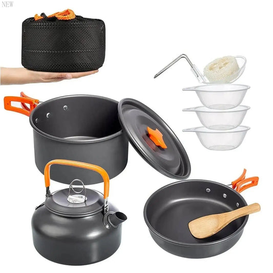 New Camping Cookware Kit Outdoor Aluminum Cooking Set