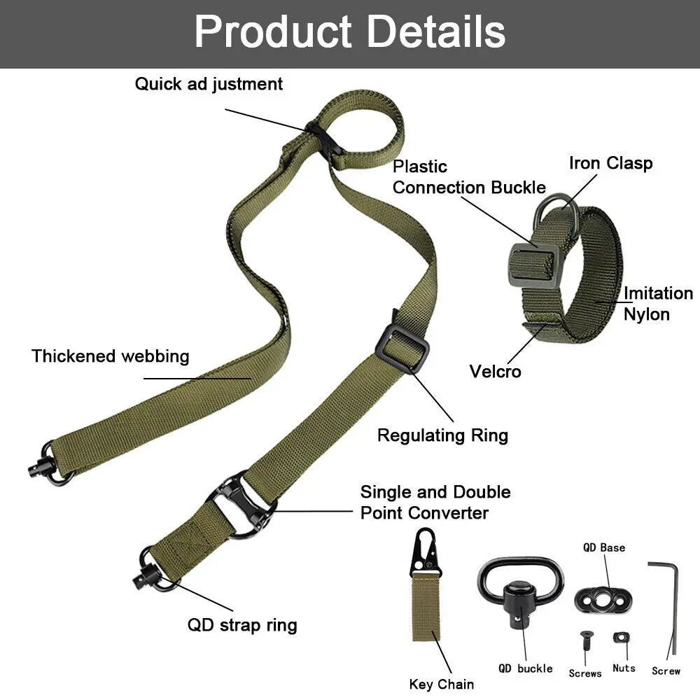 MS4 DUAL QD Multi-Mission 2 Point Sling Strap D-Ring ButtStock Sling Buckle