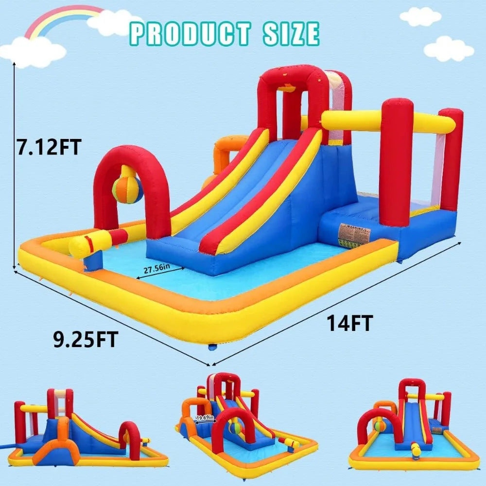 Inflatable Water Slide, 10 in 1 Water Park