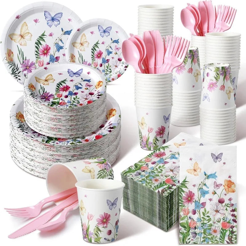 400 Pcs Disposable Dinnerware Set