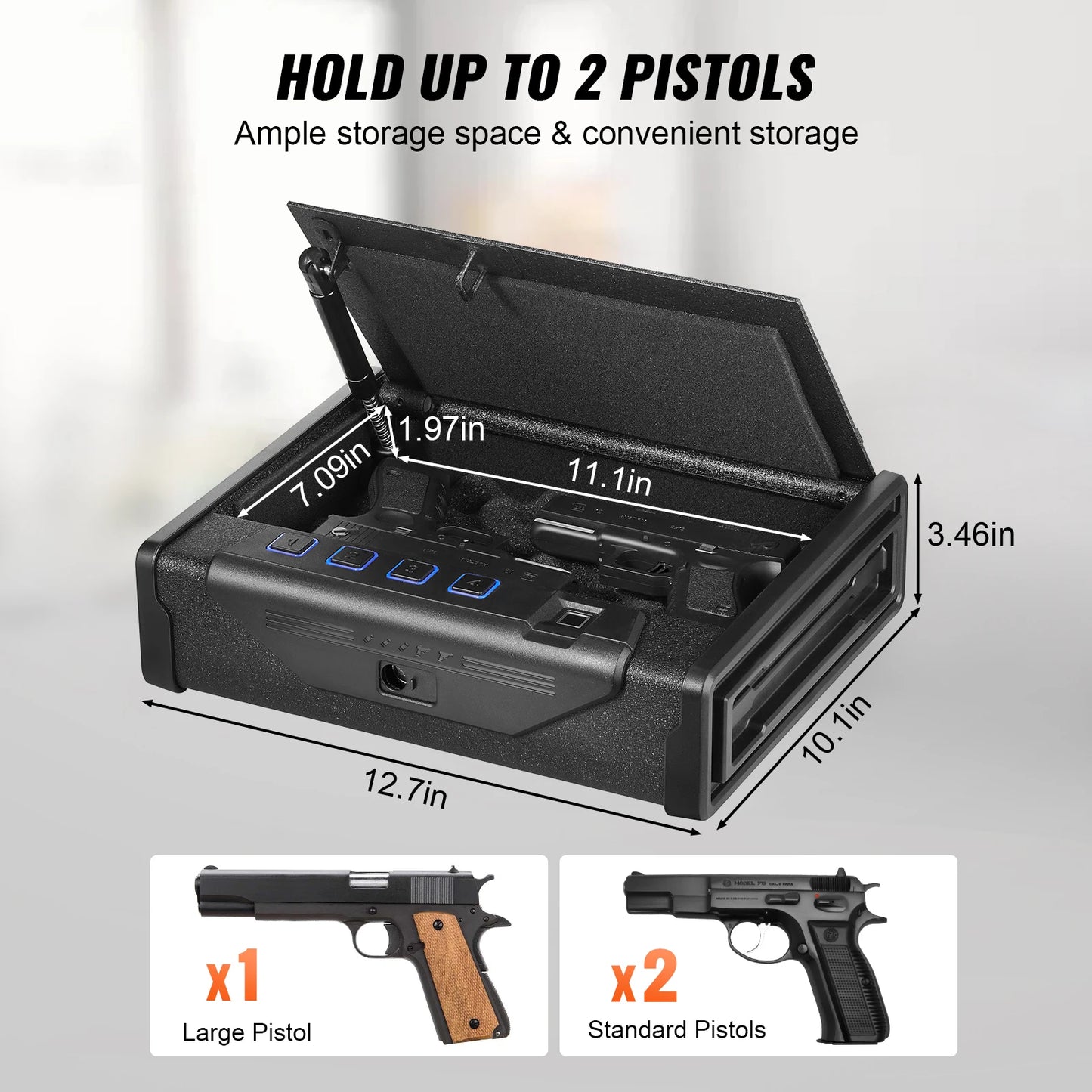 VEVOR Gun Safe Q235 Steel Pistol Safe 3-Way Quick Access Firearm Case Gun