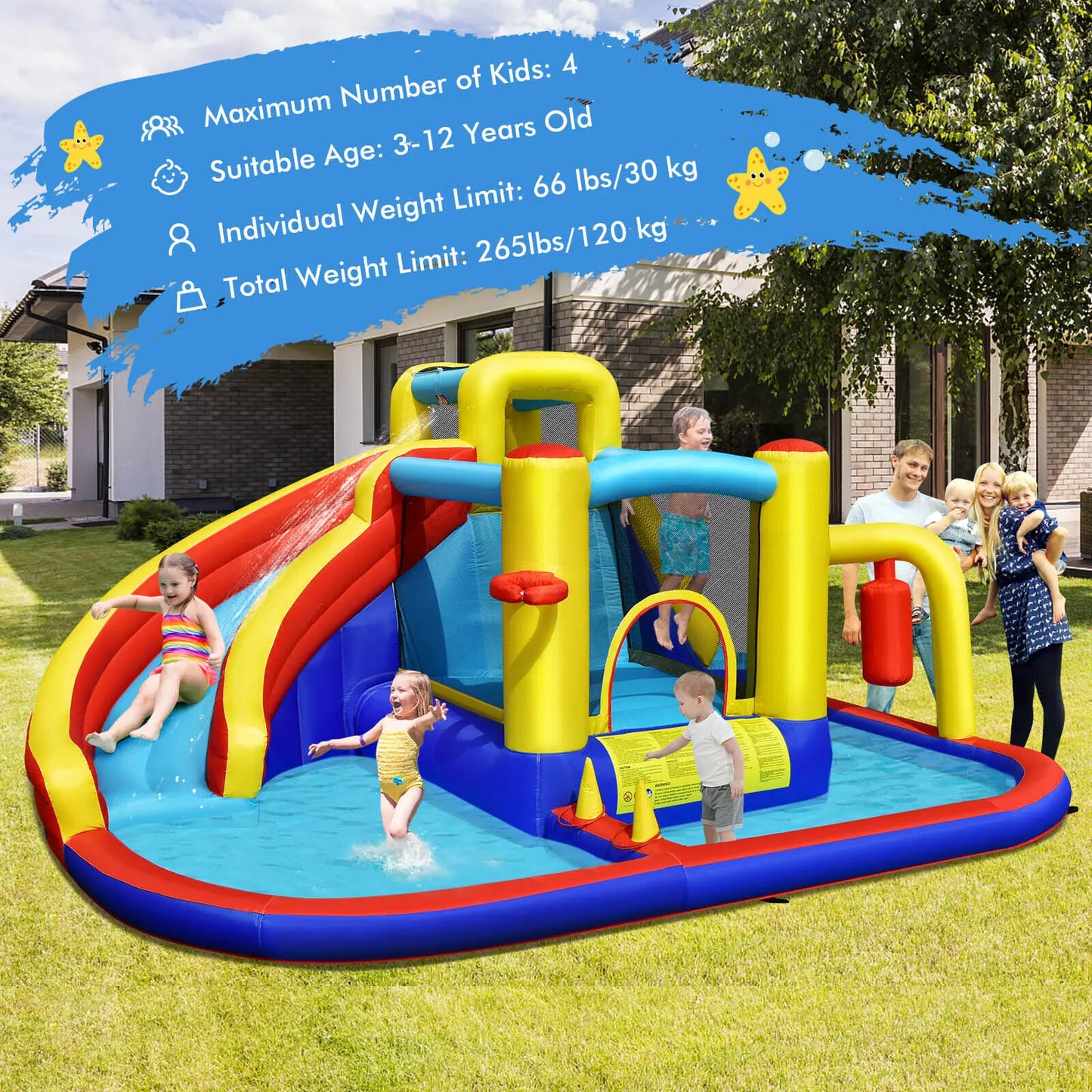 Costway 7-in-1 Inflatable Water Slide Water