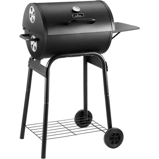 BBQ Grill,Barrel Charcoal Grill with Side Table with Nearly 500Sq.In.