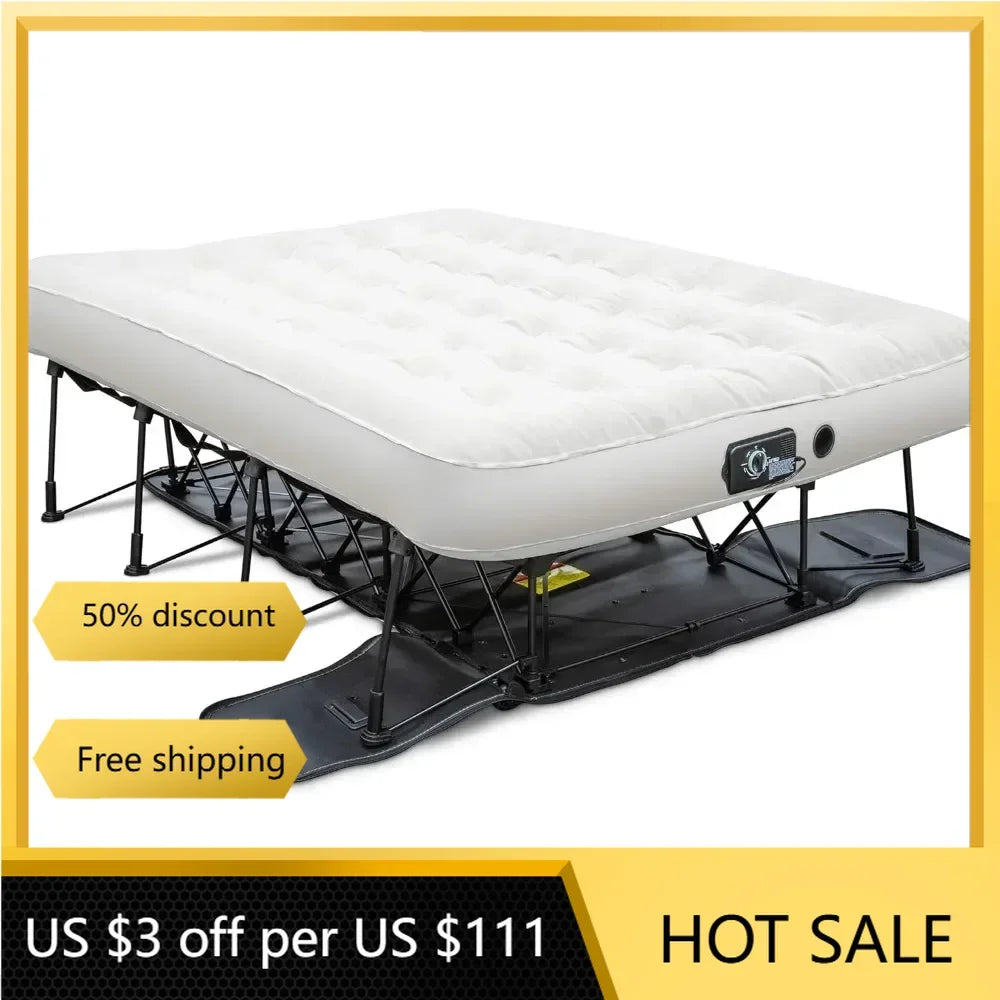 EZ-Bed (Full Size) Air Mattress with Frame & Rolling Case, Self Inflatable, Blow Up Bed Auto Shut-Off