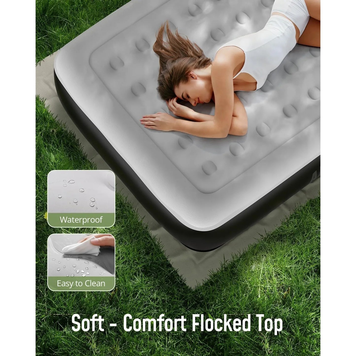 Queen Air Mattress with Built-in Pump 13", Blow up Mattress in 3 Mins