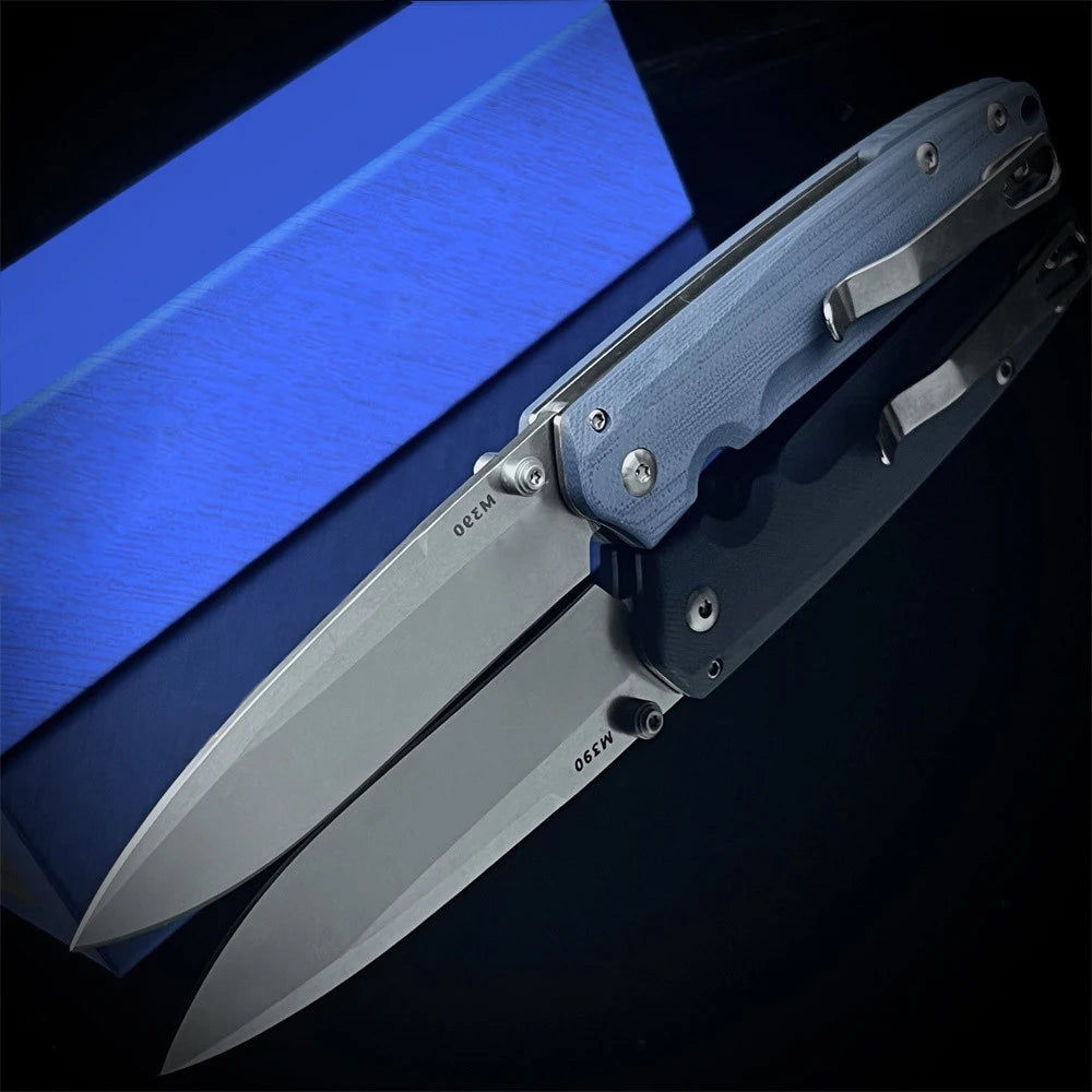 Chic 485 Pocket Folding Knife M390 Satin Plain Blade G10 Handles Tactical Survival Hunting Camping EDC Flipper Knife Clip Tool