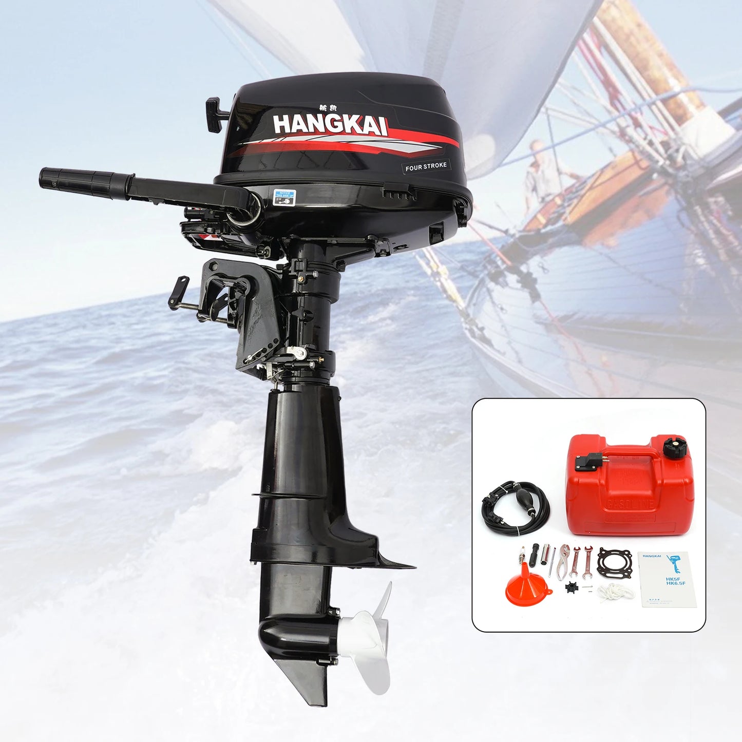 HANGKAI 123CC 4-stroke 6.5 HP Outboard Motor w/ Water-cooling System