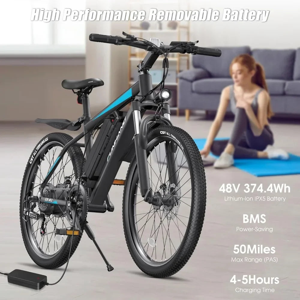 Adult Electric Bike, 750W Peak, 50MPH at 21.7Mph, 26"