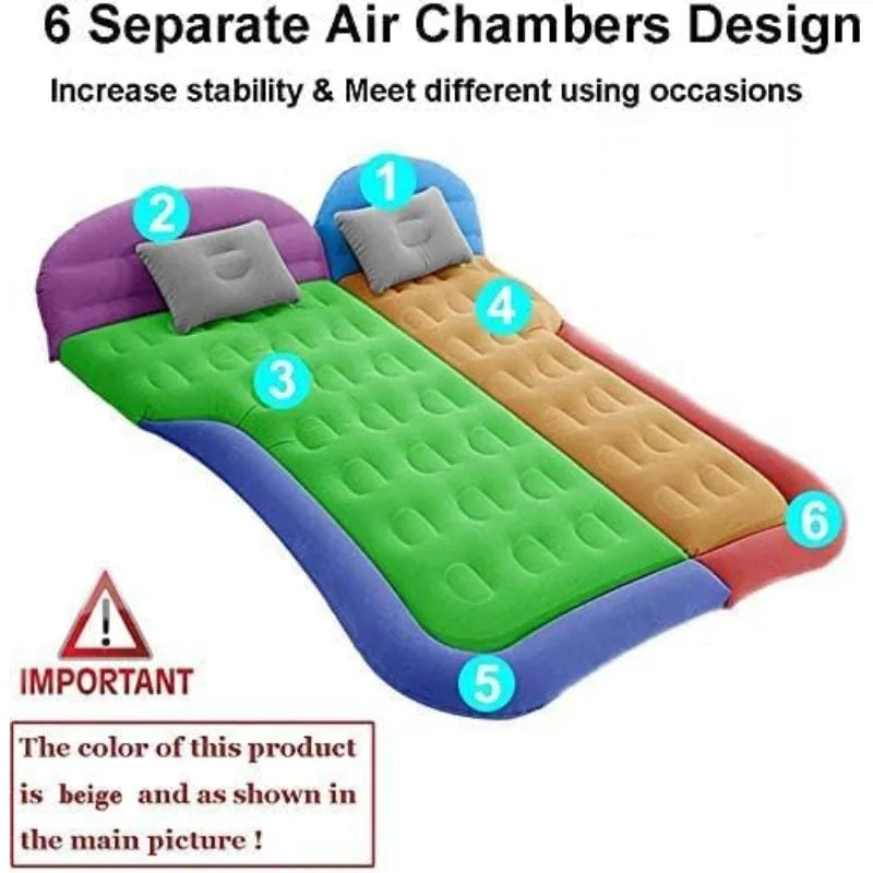 SAYGOGO  Air Mattress Camping Bed Cushion Pillow - Inflatable Thickened Car Air Bed with Air Pump