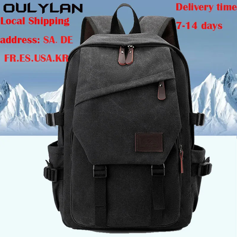 Oulylan Teenagers 15.6 inch Backpacks Student Solid Color School Bag Large Capacity