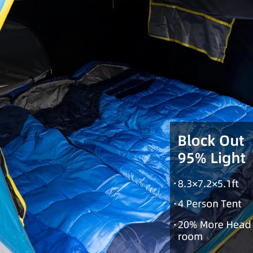 4 Person Blackout Camping Tent, Easy Setup Waterproof Family Dome Tent