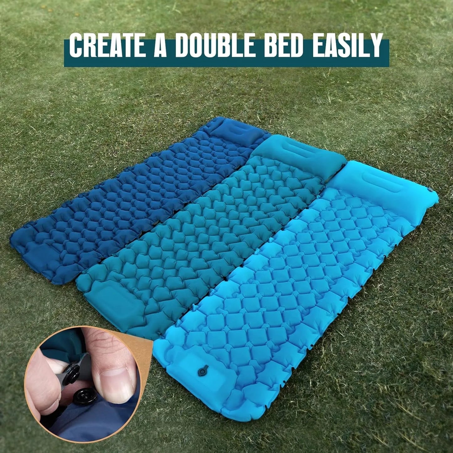 Camping Sleeping Pad with Pillow Extra Thick 3.9 inch Ultralight Self Inflating Air Mat Compact Lightweight Sleep Mattress