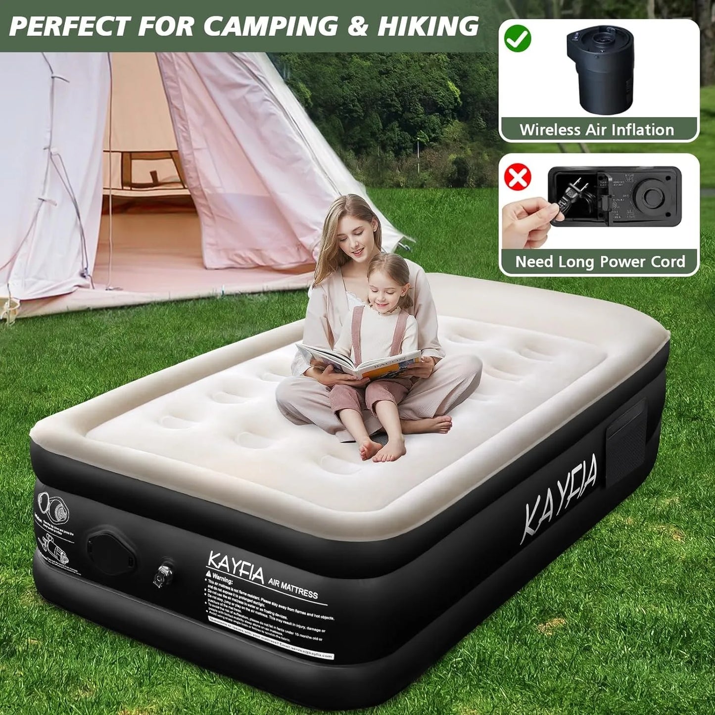 Twin Air Mattress with Built-in Rechargeable Pump Quick Set up Inflatable Mattress under 3 Mins