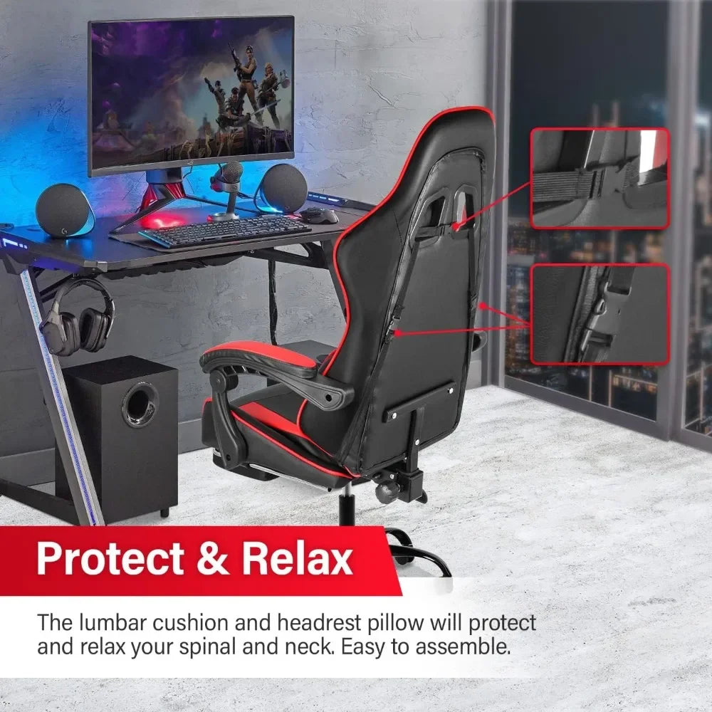 Gaming Chair,Backrest and Seat Height Adjustable Swivel Recliner