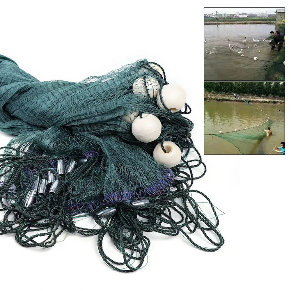 Green Beach fishing net, 2x10m, 3x20m, float, bobbers, lead, hand-made, 10x65ft, 6.5x33ft