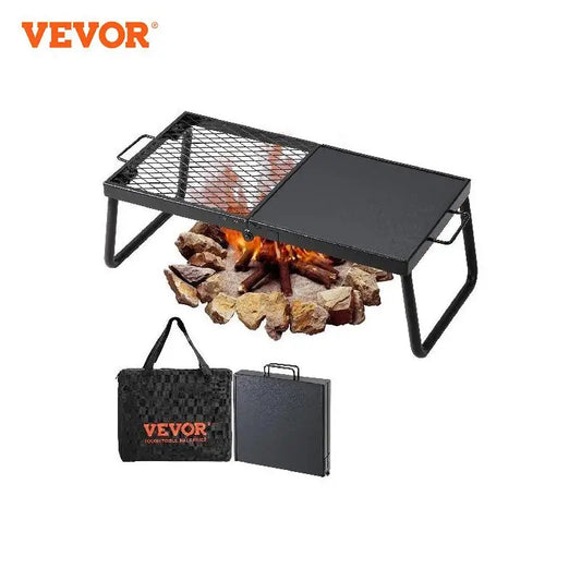 VEVOR Folding Campfire Grill,Portable Camping Grates Camp Fire Cooking Equipment with Legs Carrying Bag for Outdoor BBQ Cooking