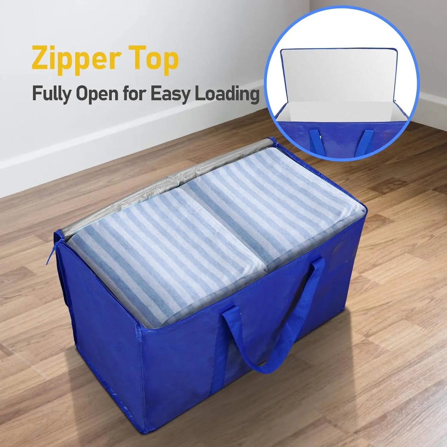 Extra Large Moving Bags with Zippers & Carrying Handles, Heavy-Duty Storage Tote Moving Boxes for Space Saving 8 Pack