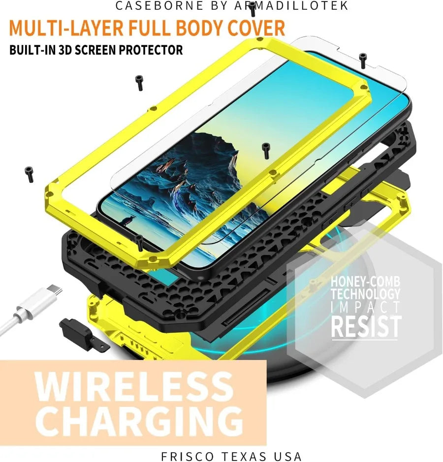 For Samsung S24 S23 S22 Plus S21 Ultra Luxury Rugged Metal Armor