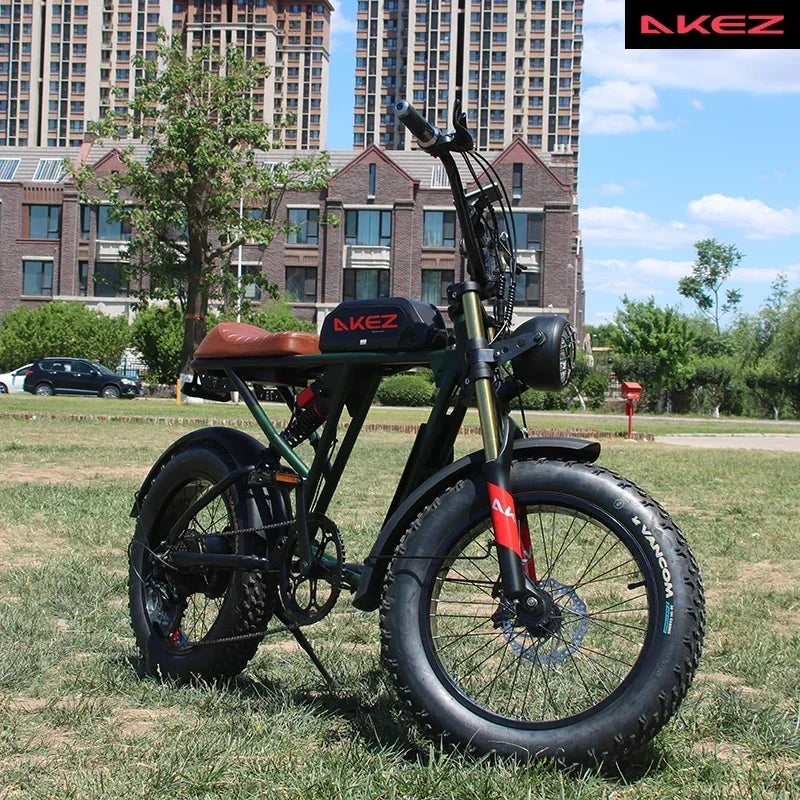 Smart and Powerful AKEZ 1500W 26AH 48V Lithium Full Suspension Folding Mountain Electric Bike