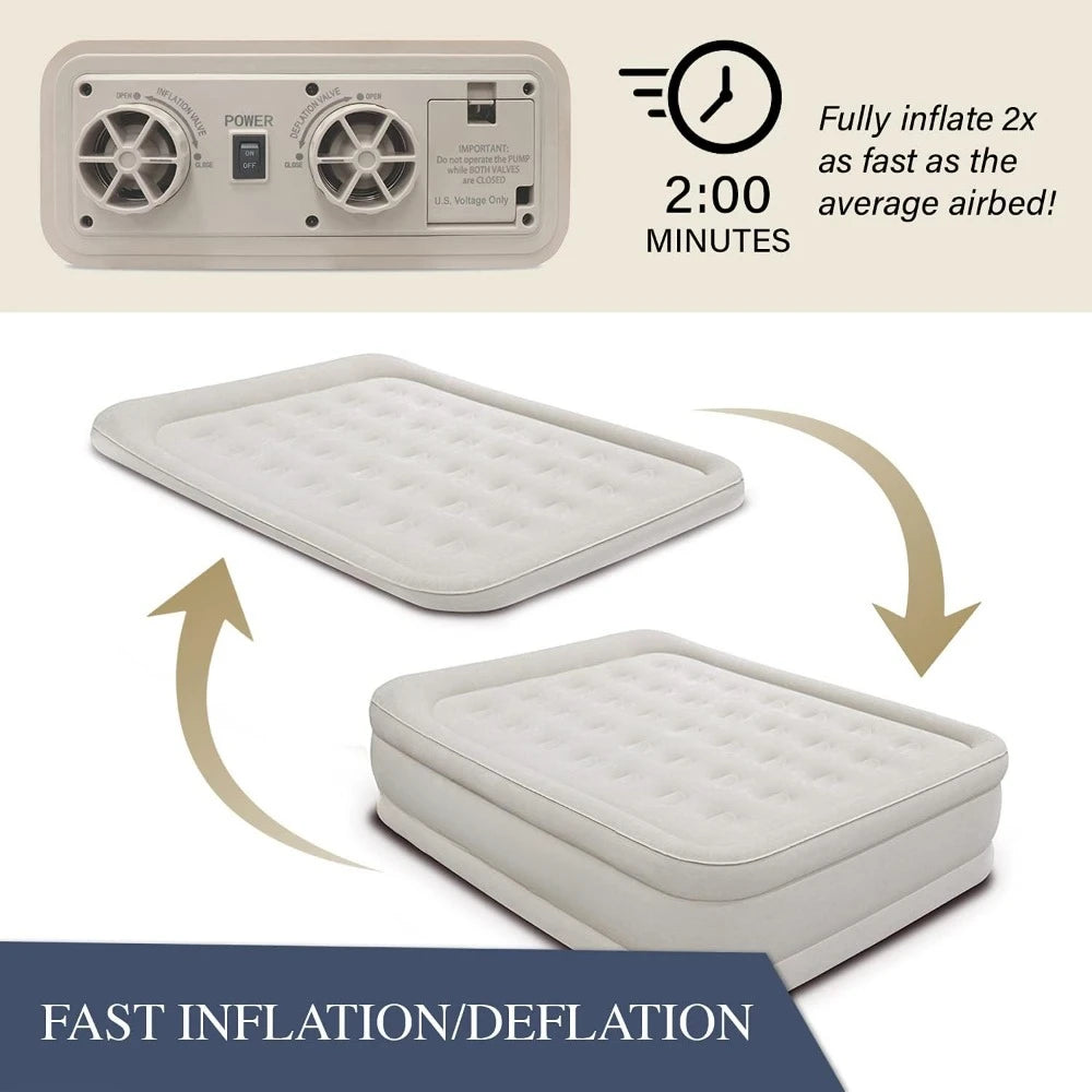 Queen Air Mattress with Built-in High-Speed Pump , High Adjustable Blow Up Mattress, 20" Queen Size Luxury Double Air Bed