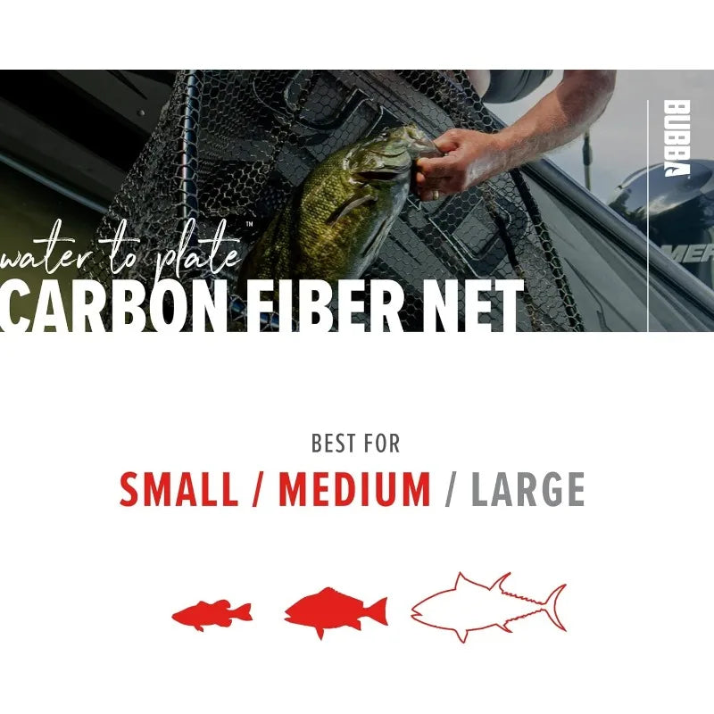 BUBBA Landing Nets with Corrosion Resistant Construction,Non-Slip Grip Handle and Carbon Fiber Shafts