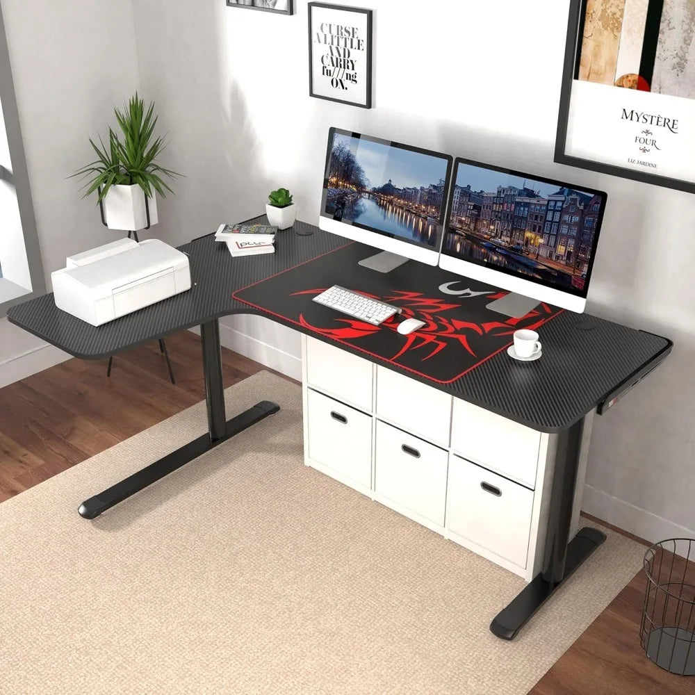 L Shaped Gaming Desk, 60 Inch L60 Home Office Corner PC Computer Gamer Table