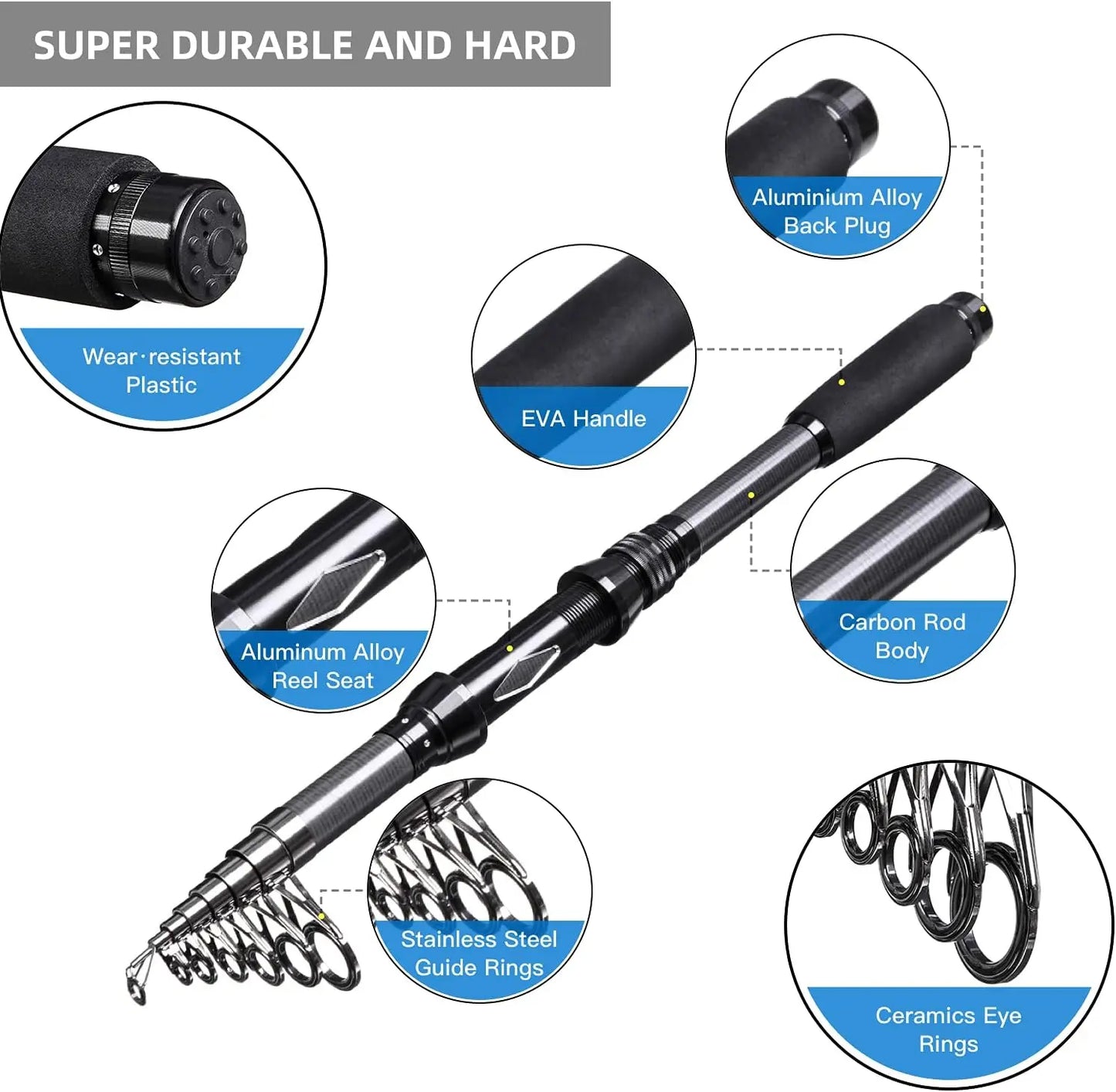 Fishing Rod Kit, Telescopic Fishing Rod and Reel Combos Full Set