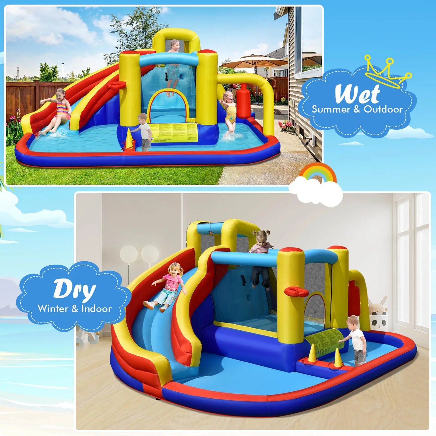 Costway 7-in-1 Inflatable Water Slide Water