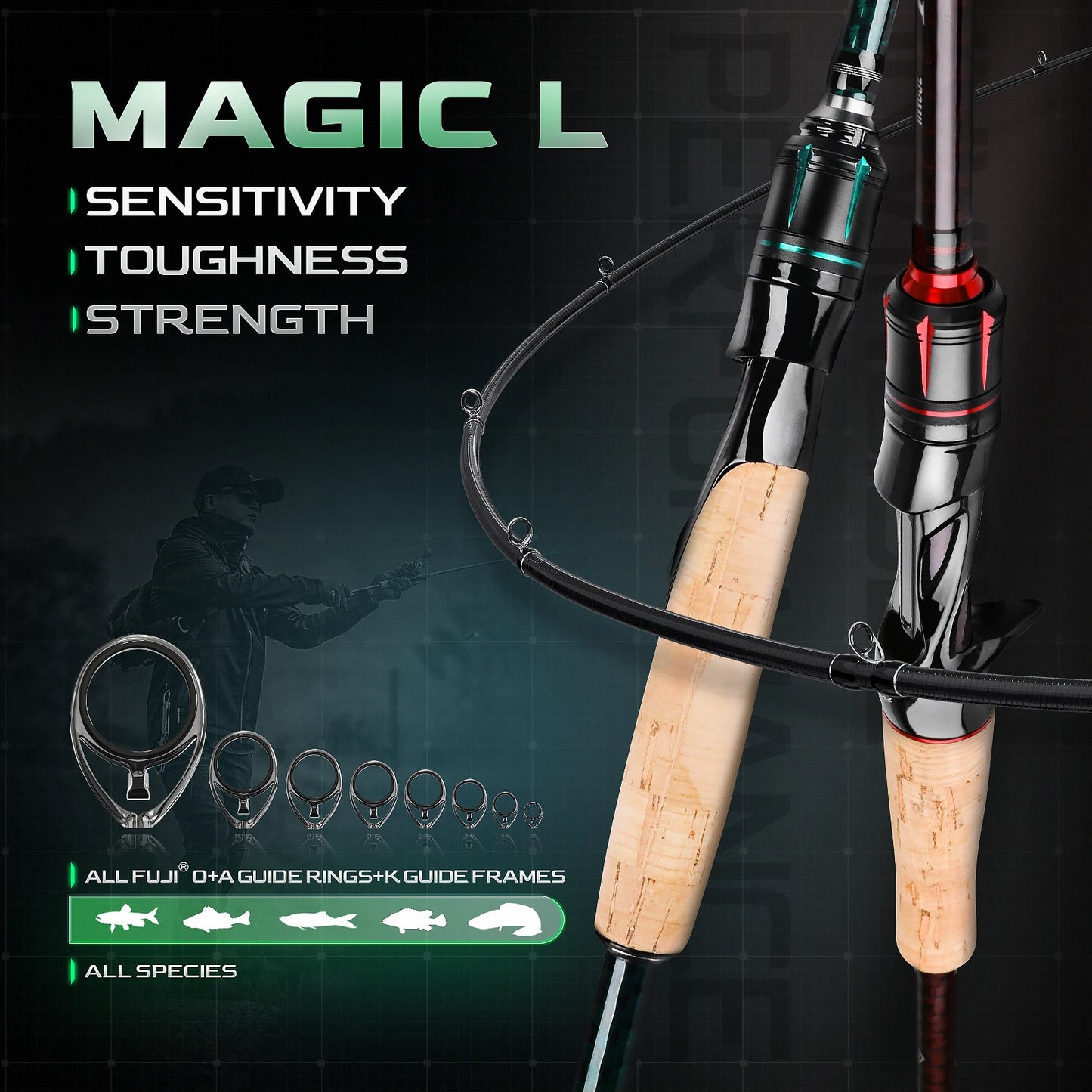 HANDING Magic L Spinning Casting Fishing Rod 1.98-2.44M